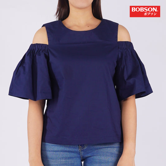 Bobson Japanese Ladies Basic Woven Shirt Relaxed Fit 154995 (Poseidon)