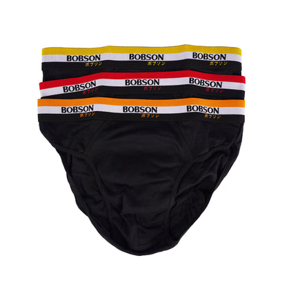 Bobson Japanese Men's Basic Accessories Innerwear 3in1 Hipster Brief 107865 (Black)