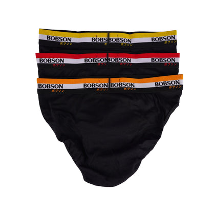 Bobson Japanese Men's Basic Accessories Innerwear 3in1 Hipster Brief 107865 (Black)