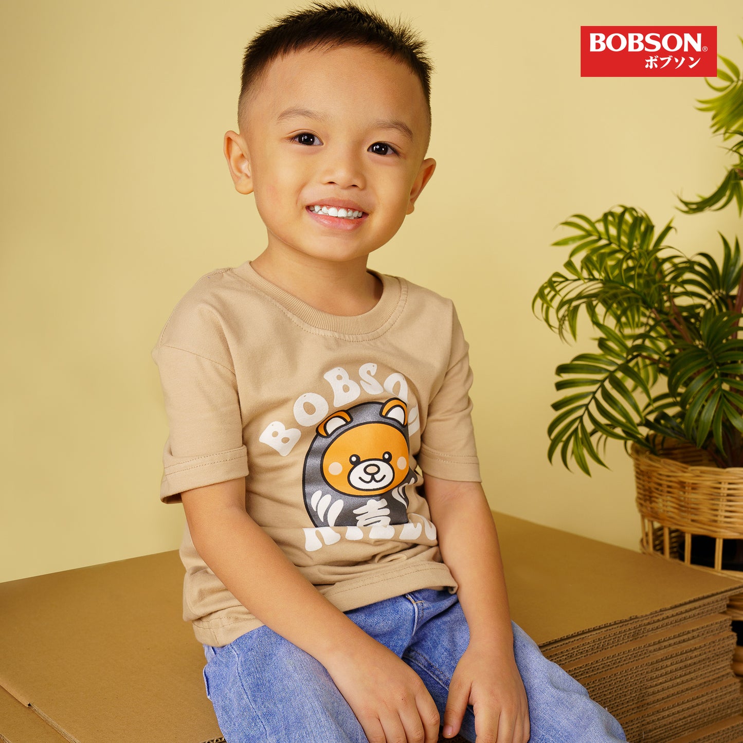 Bobson Japanese Children's Wear Toddler Basic Tees Regular Fit 159687-U (Light Brown)