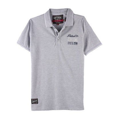 Petrol Basic Collared Shirt for Men Slim Fitting Lacoste Fabric Trendy fashion Casual Top Heather Gray Polo shirt for Men 103194 (Heather Gray)