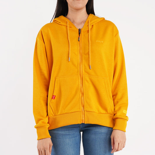 Bobson Japanese Ladies Basic Plain Hoodie Jacket for Women Trendy Fashion High Quality Apparel Comfortable Casual Jacket for Women Loose Fit 121618 (Yellow Gold)