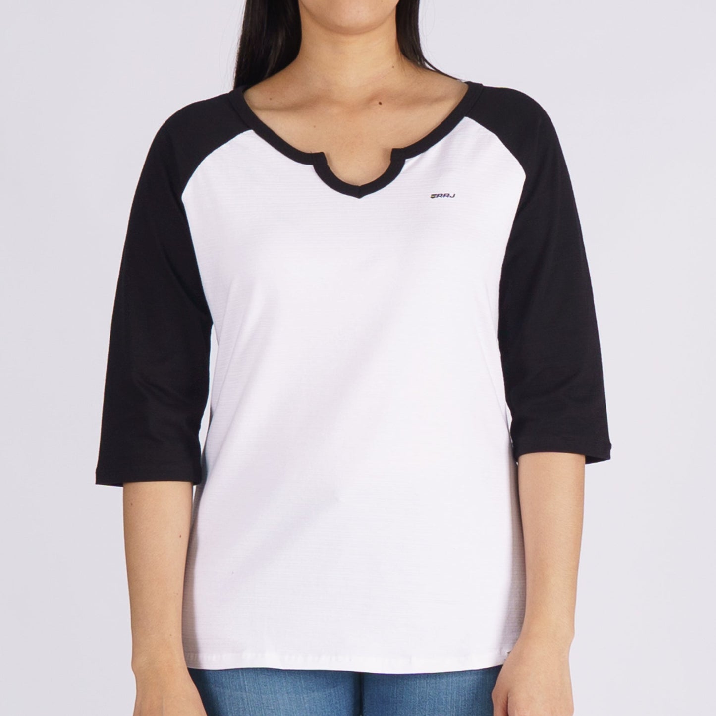 RRJ Basic Tees for Ladies Regular Fitting Ribbed Fabric Trendy fashion Casual Top White Tees for Ladies 128546 (White)