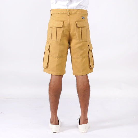 RRJ Basic Non-Denim Cargo Short for Men Regular Fitting Garment Wash Fabric Casual Short Light Khaki Cargo Short for Men 124313 (Light Khaki)