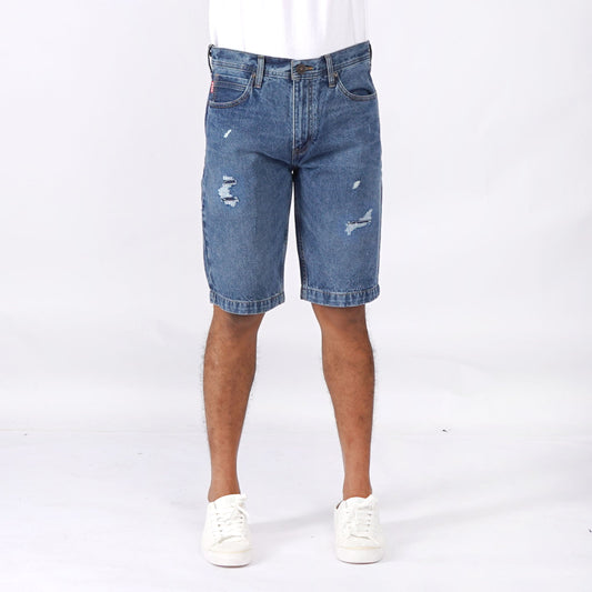 Bobson Japanese Men's Basic Denim Tapered Short Trendy Fashion High Quality Apparel Comfortable Casual short Mid Waist 151761 (Medium Shade)