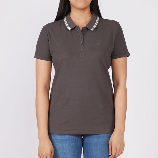 Bobson Ladies Basic Collared Shirt for Women Trendy Fashion High Quality Apparel Comfortable Casual Polo Shirt for Women Regular Fit 137470-U (Pavement)