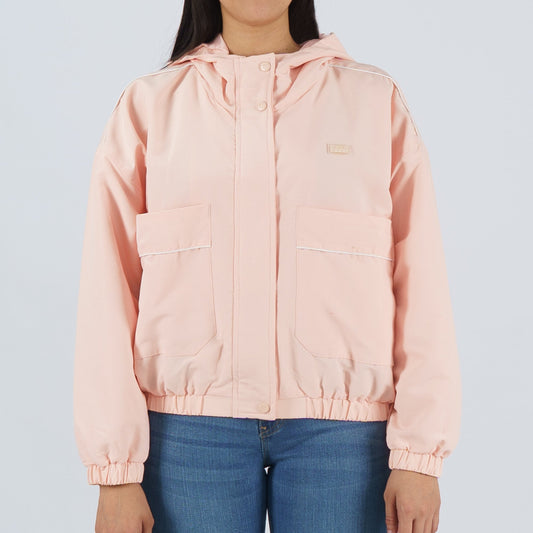 Bobson Japanese Ladies Basic Hoodie Crop Jacket Trendy Fashion High Quality Apparel Comfortable Casual Jacket for Women Crop 131517 (Blush Pink)