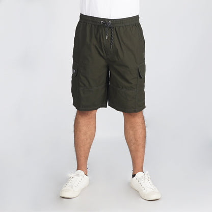 RRJ Basic Non-Denim Cargo Short for Men Regular Fitting Garment Wash Fabric Casual Short Fatigue Cargo Short for Men 137774 (Fatigue)