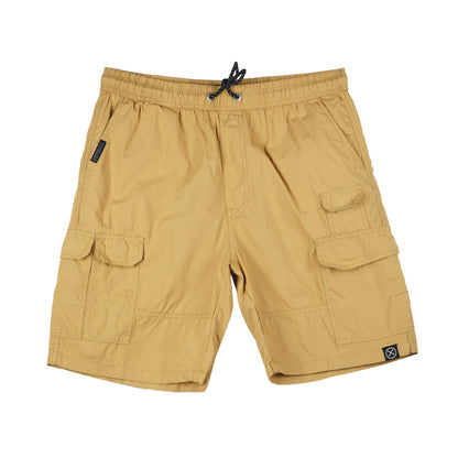 Petrol Basic Non-Denim Cargo Short for Men Regular Fitting Enzyme Wash Fabric Casual Short Khaki Cargo Short for Men 131926 (Khaki)