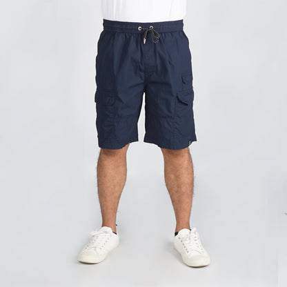 Petrol Basic Non-Denim Cargo Short for Men Regular Fitting Enzyme Wash Fabric Casual Short Navy Blue Cargo Short for Men 131926 (Navy Blue)