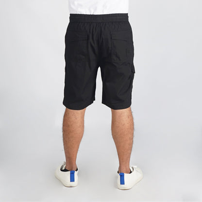 Petrol Basic Non-Denim Cargo Short for Men Regular Fitting Enzyme Wash Fabric Casual Short Black Cargo Short for Men 131914 (Black)