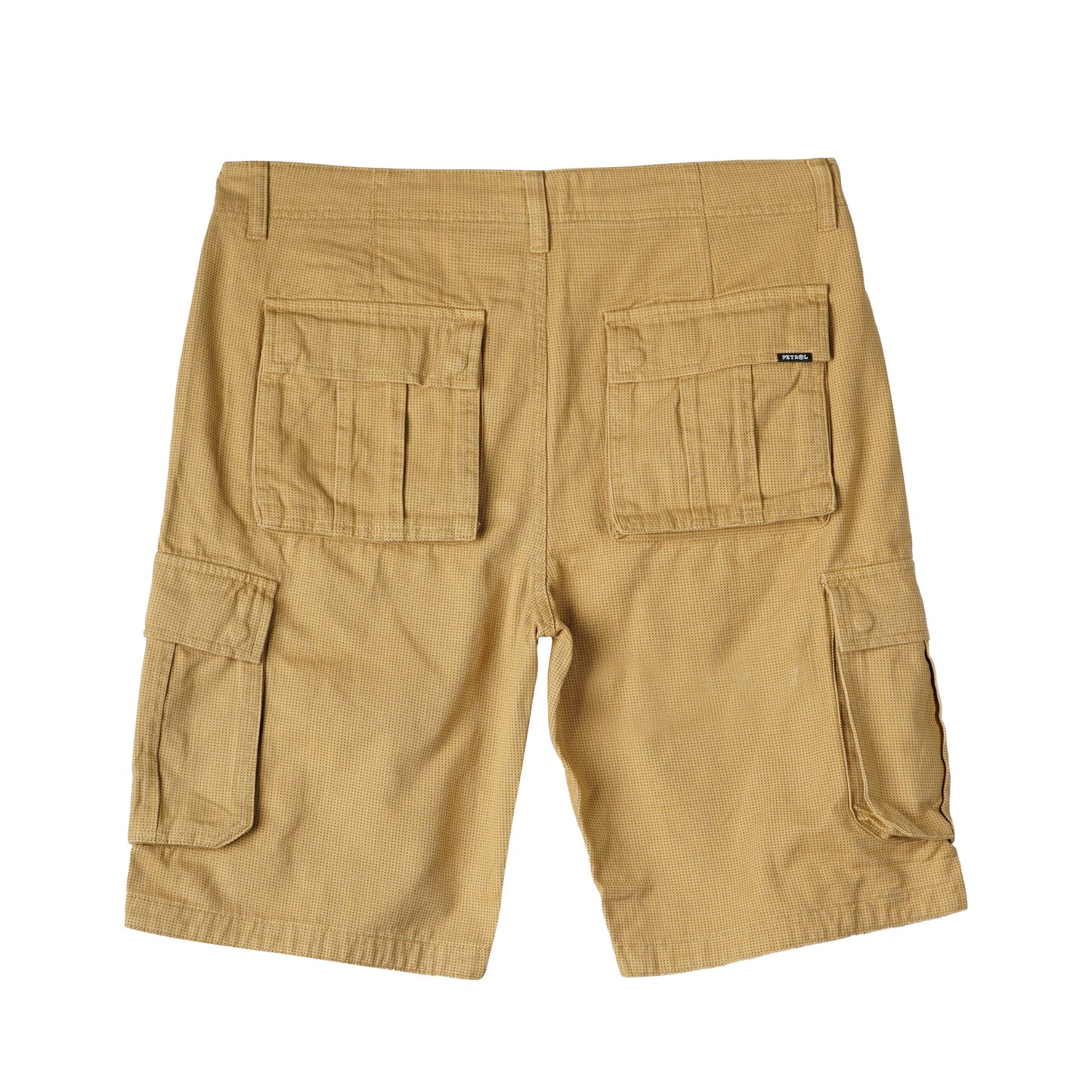 Petrol Basic Non-Denim Cargo Short for Men Regular Fitting Garment Wash Fabric Casual Short Khaki Cargo Short for Men 129823 (Khaki)