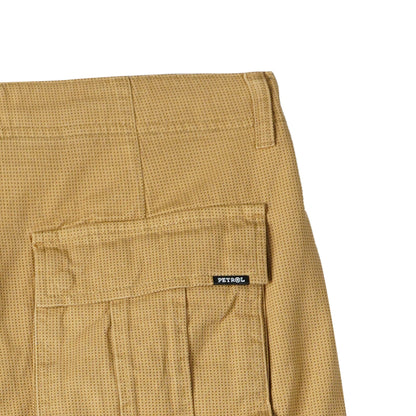 Petrol Basic Non-Denim Cargo Short for Men Regular Fitting Garment Wash Fabric Casual Short Khaki Cargo Short for Men 129823 (Khaki)