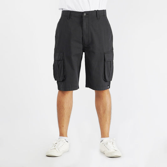 Petrol Basic Non-Denim Cargo Short for Men Regular Fitting Garment Wash Fabric Casual Short Black Cargo Short for Men 129823 (Black)