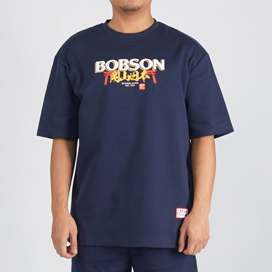 Bobson Japanese Men's Basic Tees Round Neck Tees for Men Trendy fashion High Quality Apparel Comfortable Casual Top for Men Boxy Fit 116854 (Navy)