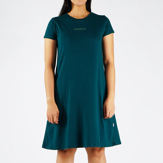 Bobson Japanese Ladies Basic Dress for Women Trendy fashion High Quality Apparel Comfortable Casual Dress for Women Regular Fit 143978 (Teal)