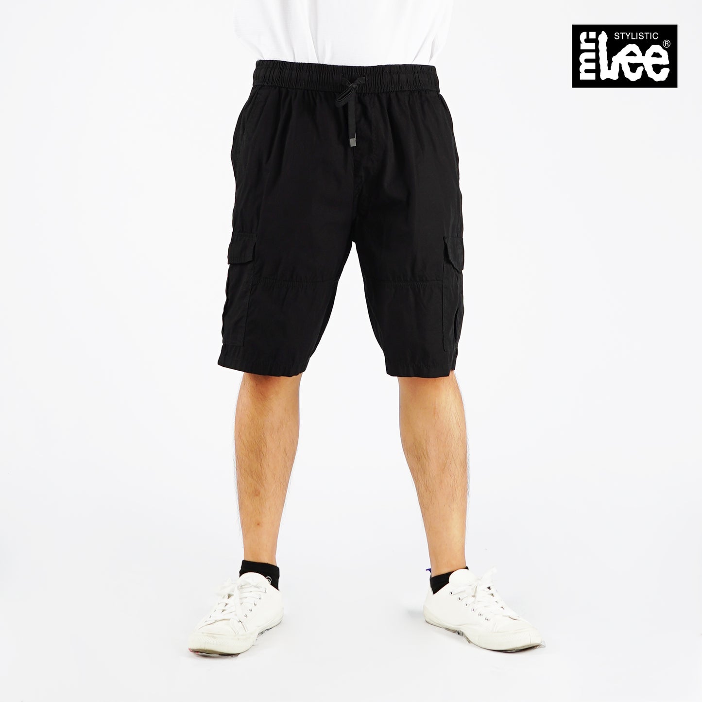 Stylistic Mr. Lee Men's Basic Non-Denim Cargo short for Men Trendy Fashion High Quality Apparel Comfortable Casual short for Men Mid Waist 129101 (Black)