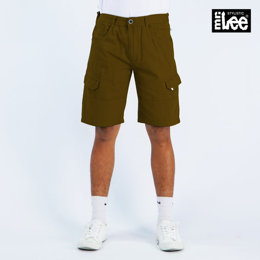 Stylistic Mr. Lee Men's Basic Non-Denim Cargo Short for Men Trendy Fashion High Quality Apparel Comfortable Casual short for Men Mid Waist 149751 (Brown)