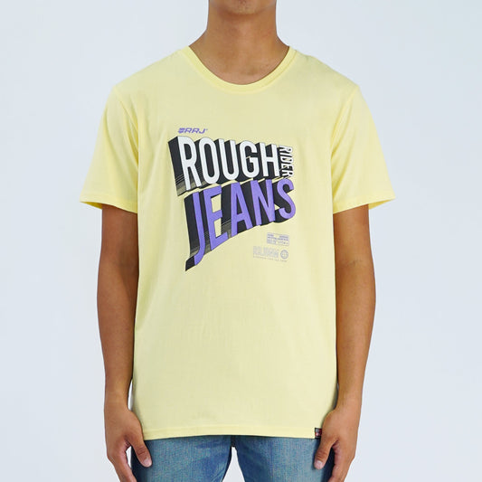 RRJ Basic Tees for Men Semi Body Fitting Shirt Trendy fashion Casual Top Light Yellow T-shirt for Men 134246-U (Light Yellow)