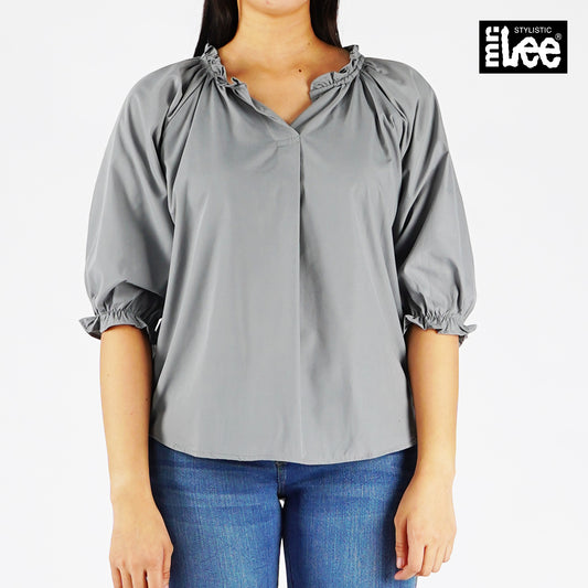 Stylistic Mr. Lee Ladies Woven for Women Trendy Fashion High Quality Apparel Comfortable Casual Top for Women Loose Fit 154297 (Gray)