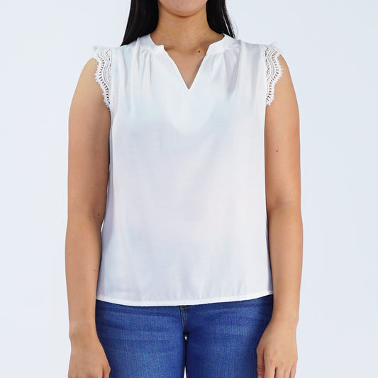 RRJ Basic Woven for Ladies Regular Fitting Shirt Trendy fashion Casual Top White Woven for Ladies 145077 (White)