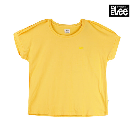 Stylistic Mr. Lee Ladies Basic Tees for Women Trendy Fashion High Quality Apparel Comfortable Casual Tops for Women Boxy Fit 144288-U (Yellow)