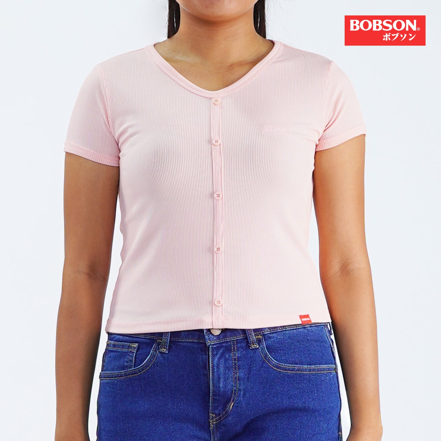 Bobson Japanese Ladies Basic Tees for Women Trendy fashion High Quality Apparel Comfortable Casual Top for Women Crop Fit 146603-U (Pink)
