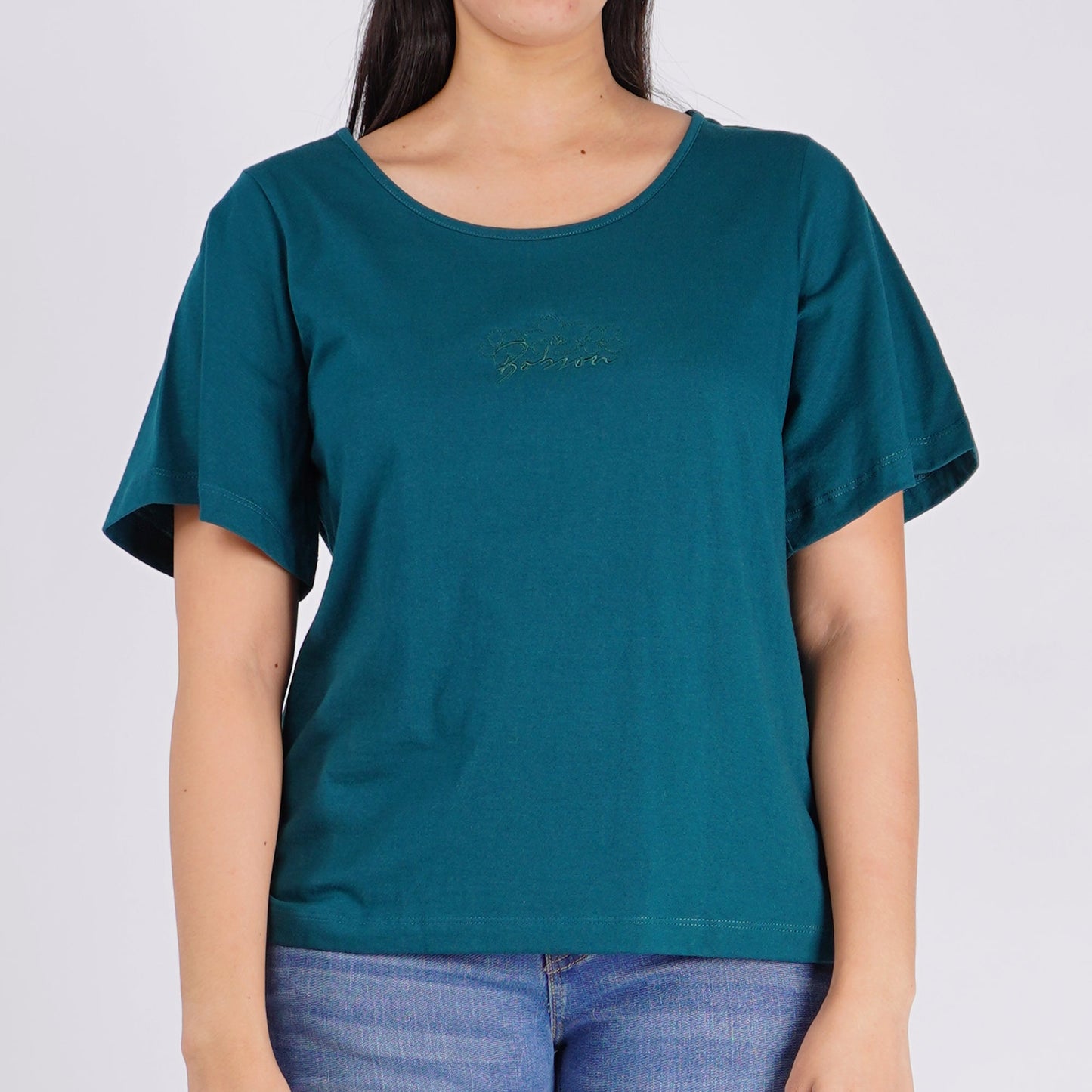 Bobson Japanese Ladies Basic Tees for Women Trendy fashion High Quality Apparel Comfortable Casual Top for Women Relaxed Fit 148388 (Teal)