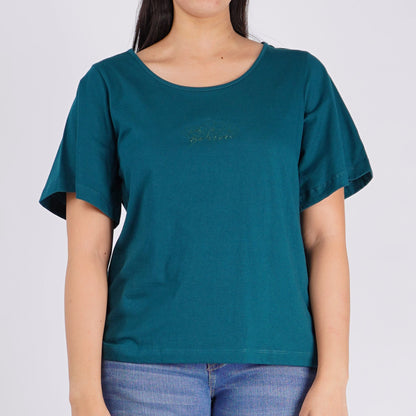 Bobson Japanese Ladies Basic Tees for Women Trendy fashion High Quality Apparel Comfortable Casual Top for Women Relaxed Fit 148388 (Teal)