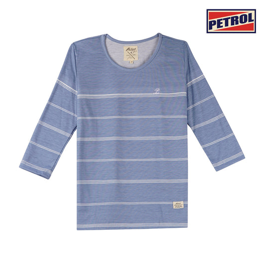 Petrol Basic Tees for Ladies Regular Fitting Shirt Trendy fashion Casual Top for Ladies 115402 (Heather Blue)