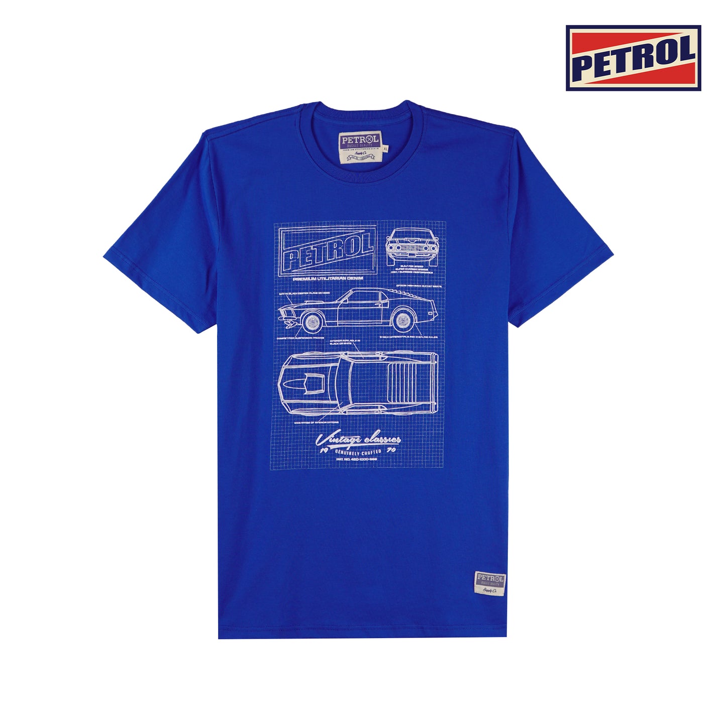 Petrol Basic Tees for Men Slim Fitting Shirt Trendy fashion Casual Top True Blue T-shirt for Men 145190-U ( True Blue)