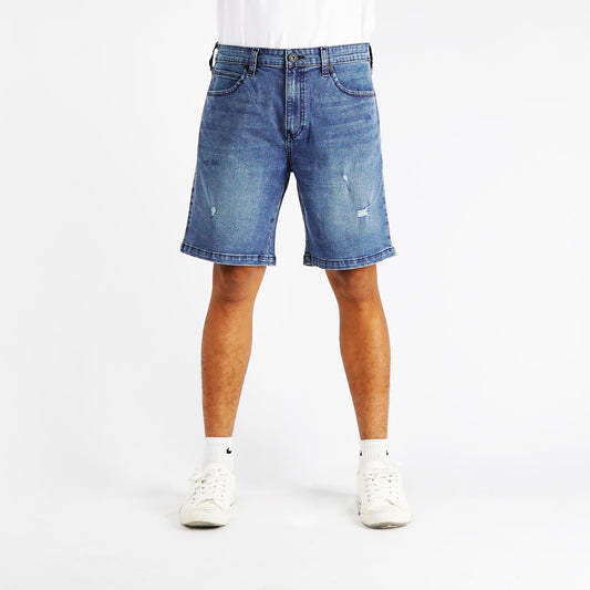 RRJ Men's Basic Denim Tapered Short Trendy Fashion High Quality Apparel Comfortable Casual short Mid Waist 151722 (Light Shade)