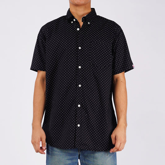 Bobson Japanese Men's Basic Woven Button Down Short Sleeve Shirt for Men Trendy Fashion High Quality Apparel Comfortable Casual Polo for Men Slim Fit 154720 (Black)