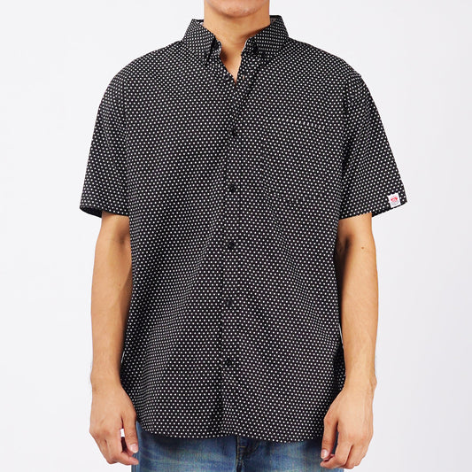 Bobson Japanese Men's Basic Woven Button Down Short Sleeve Shirt for Men Trendy Fashion High Quality Apparel Comfortable Casual Polo for Men Slim Fit 154711 (Black)