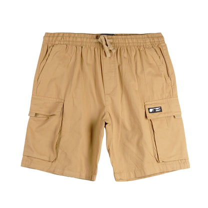 RRJ Basic Non-Denim Cargo Short for Men Regular Fitting Rinse Wash Fabric Casual Short Khaki Cargo Short for Men 155154-U (Khaki)