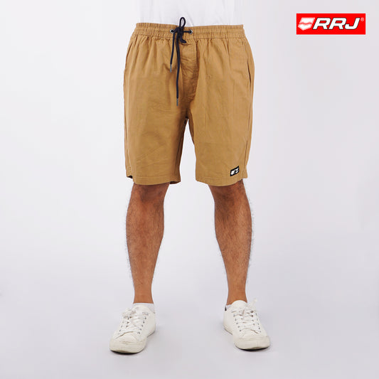 RRJ Basic Non-Denim Jogger Shorts for Men Regular Fitting Rinse Wash Fabric Casual short Khaki Jogger short for Men 155167 (Khaki)