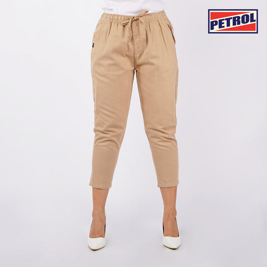 Petrol Ladies Basic Non-Denim Trouser Pants for Ladies Drawstring Regular Fitting Trendy Fashion High Quality Apparel Comfortable Casual Pants 155045-U (Khaki)