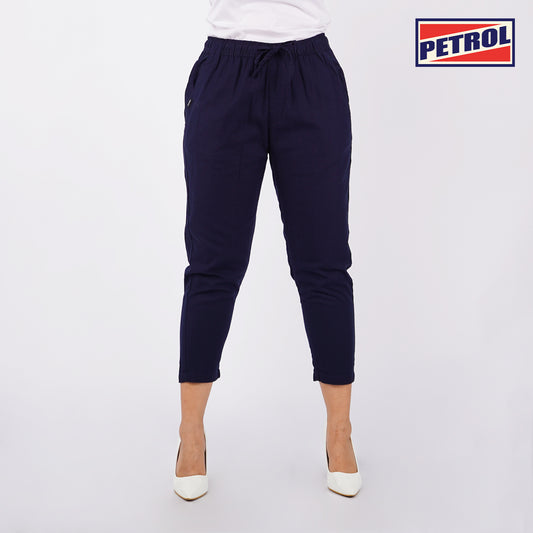 Petrol Ladies Basic Non-Denim Trouser Pants for Ladies Drawstring Regular Fitting Trendy Fashion High Quality Apparel Comfortable Casual Pants 155045-U (Navy Blue)