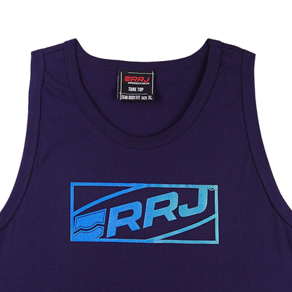 RRJ Men's Basic Tank Top Semi Body Fitting CVC Jersey Fabric 127066-U (Navy Blue)