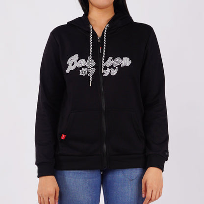 Bobson Japanese Ladies Basic Hoodie Jacket Regular Fit 121456 (Black)