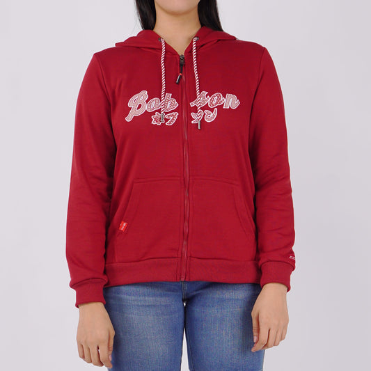 Bobson Japanese Ladies Basic Hoodie Jacket Regular Fit 121456 (Red)