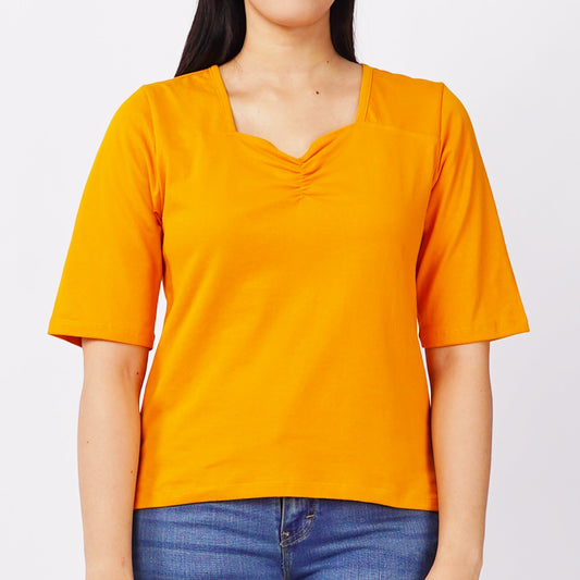 Bobson Japanese Ladies Basic Tees Relaxed Fit 142040 (Dark Cheddar)