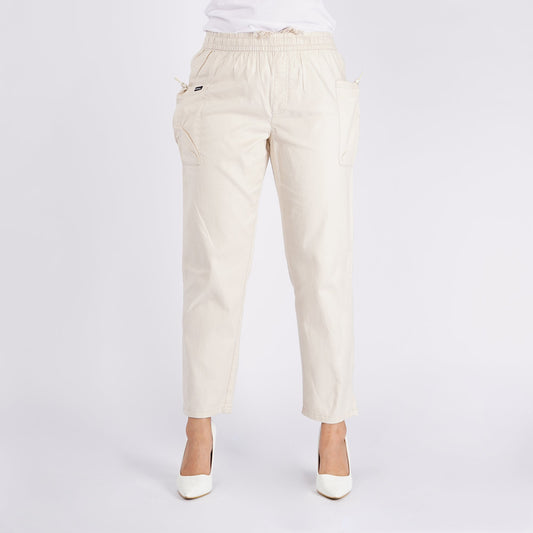 Bobson Japanese Ladies Basic Non-Denim Drawstring Pants 154431-U (Beige)