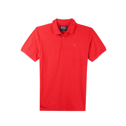 RRJ Basic Collared for Men Semi Body Fitting Trendy fashion Casual Top Red Polo shirt for Men 107695 (Red)