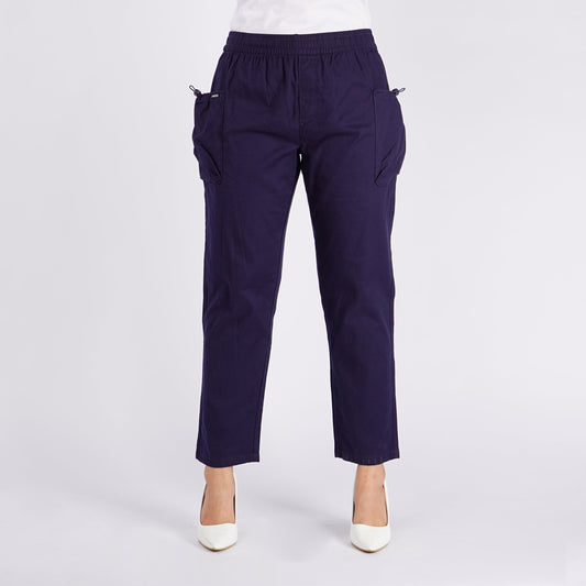 Bobson Japanese Ladies Basic Non-Denim Drawstring Pants 154431-U (Navy)