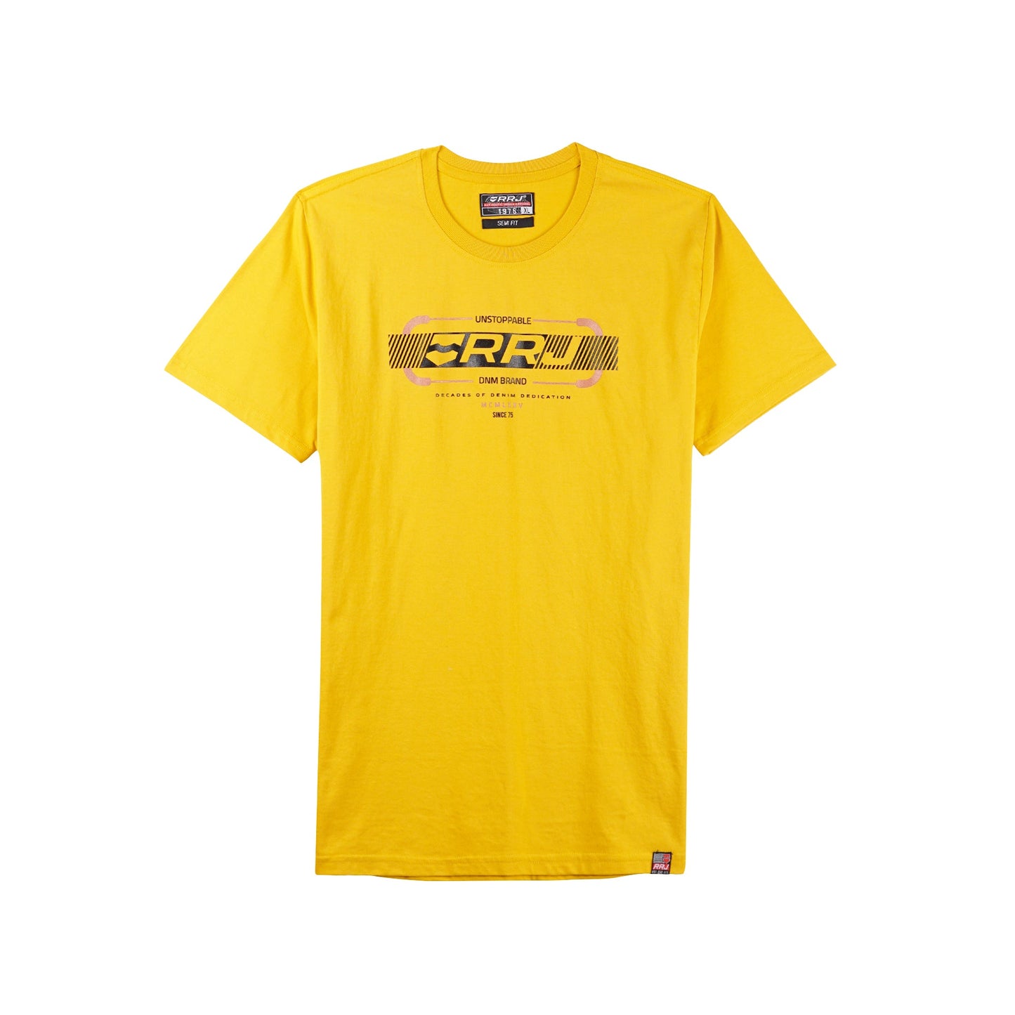 RRJ Basic Tees for Men Semi Body Fitting Shirt CVC Jersey Fabric 148836-U (Yellow)