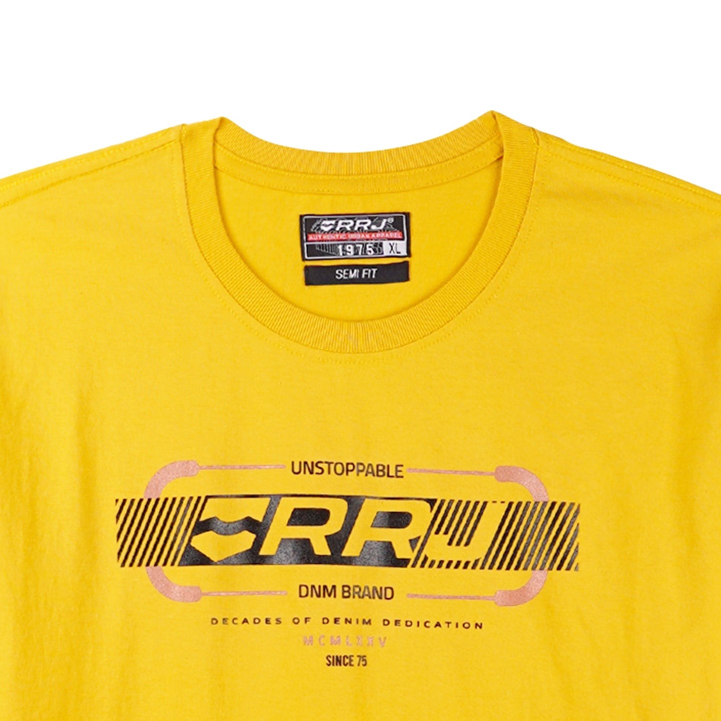 RRJ Basic Tees for Men Semi Body Fitting Shirt CVC Jersey Fabric 148836-U (Yellow)