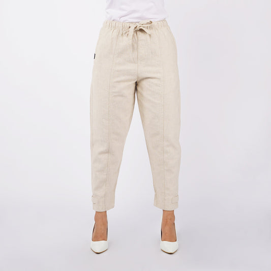 Bobson Japanese Ladies Basic Non-Denim Drawstring Pants 154422-U (Beige)