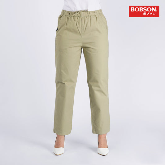 Bobson Japanese Ladies Basic Non-Denim Drawstring Pants 154448-U (Olive)