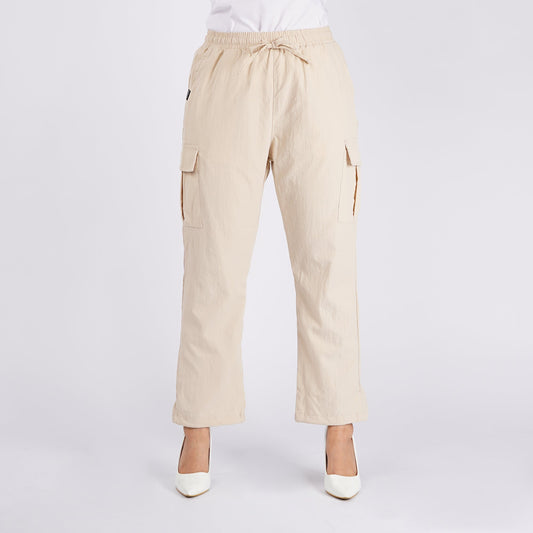 Bobson Japanese Ladies Basic Non-Denim Drawstring Pants 154470-U (Beige)